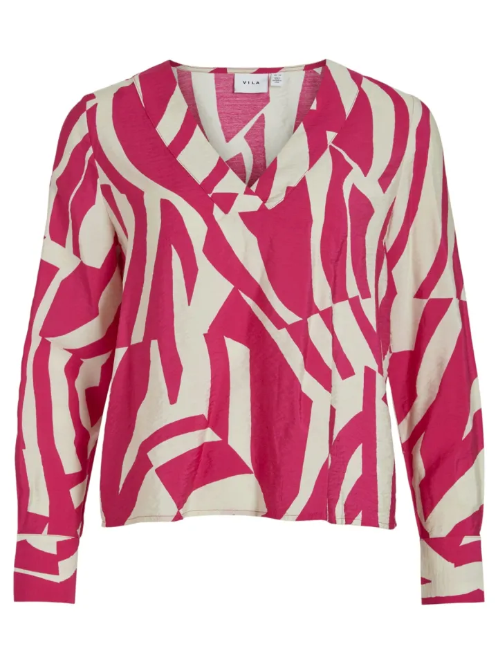 ido_vneck_top_cabaretbirc_1.webp Vila Shirts & Blouses<Ido V-Neck Top (Cabaret/Birch)