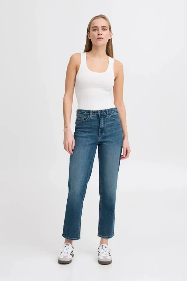 Ichi Pants | Jeans<Iggy Straight Leg Cropped Jeans (Medium Blue)