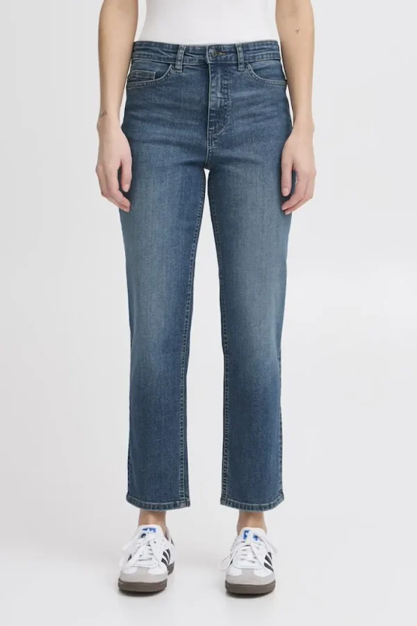 Ichi Pants | Jeans<Iggy Straight Leg Cropped Jeans (Medium Blue)