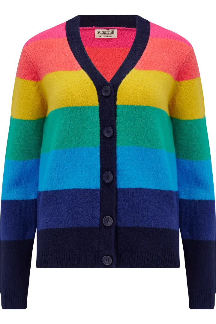 izzy_cardigan_rainbow_str_4.webp Sugarhill Jumpers & Cardigans<Izzy Cardigan (Rainbow Stripes)