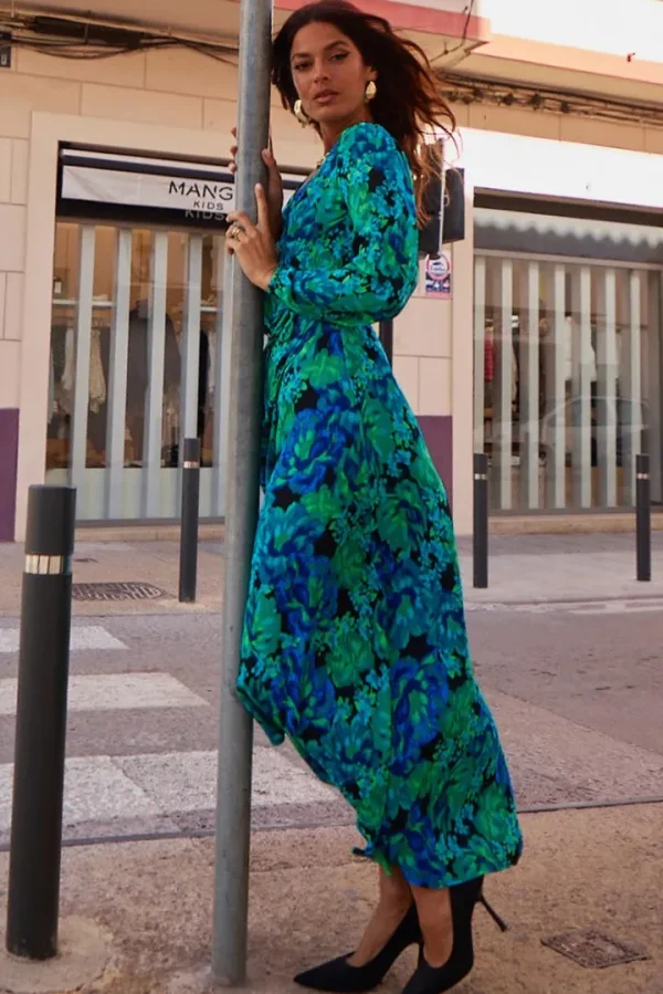 Dancing Leopard Occasionwear<JAGGER MAXI DRESS (BLUE GREEN FLORAL)