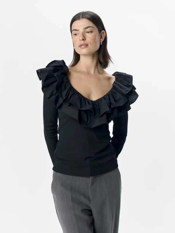 Object Shirts & Blouses<Jennifer Ruffle Top (Black)