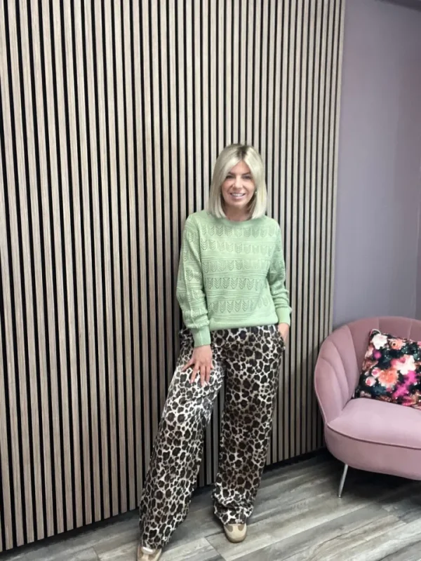 Object Pants<Jenny Wide Leg Trousers (Leopard)