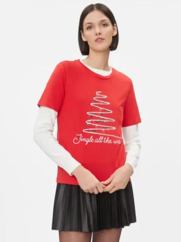 Vila T-Shirts<Jingle All The Way Christmas T-Shirt (Red)