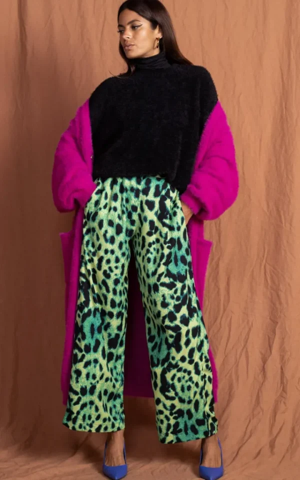 Dancing Leopard Pants<Joey Palazzo Trousers | (Lime Leopard)