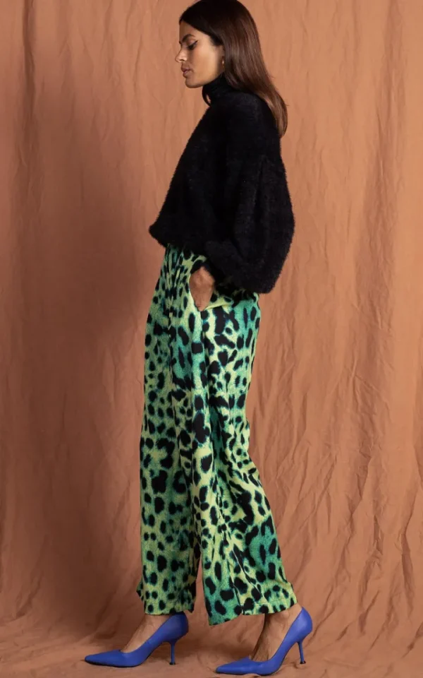 Dancing Leopard Pants<Joey Palazzo Trousers | (Lime Leopard)