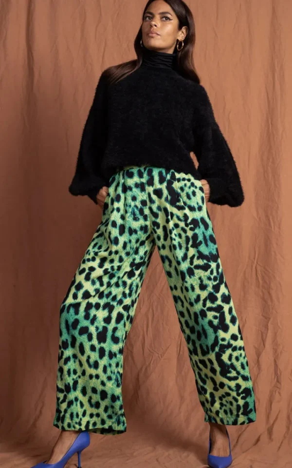 Dancing Leopard Pants<Joey Palazzo Trousers | (Lime Leopard)