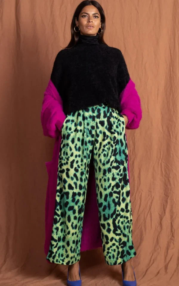 Dancing Leopard Pants<Joey Palazzo Trousers | (Lime Leopard)