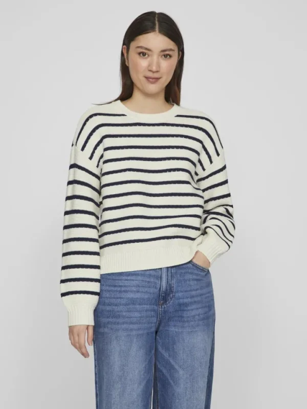 Vila Jumpers & Cardigans<JOFFI STRIPE JUMPER (NAVY/CREAM)