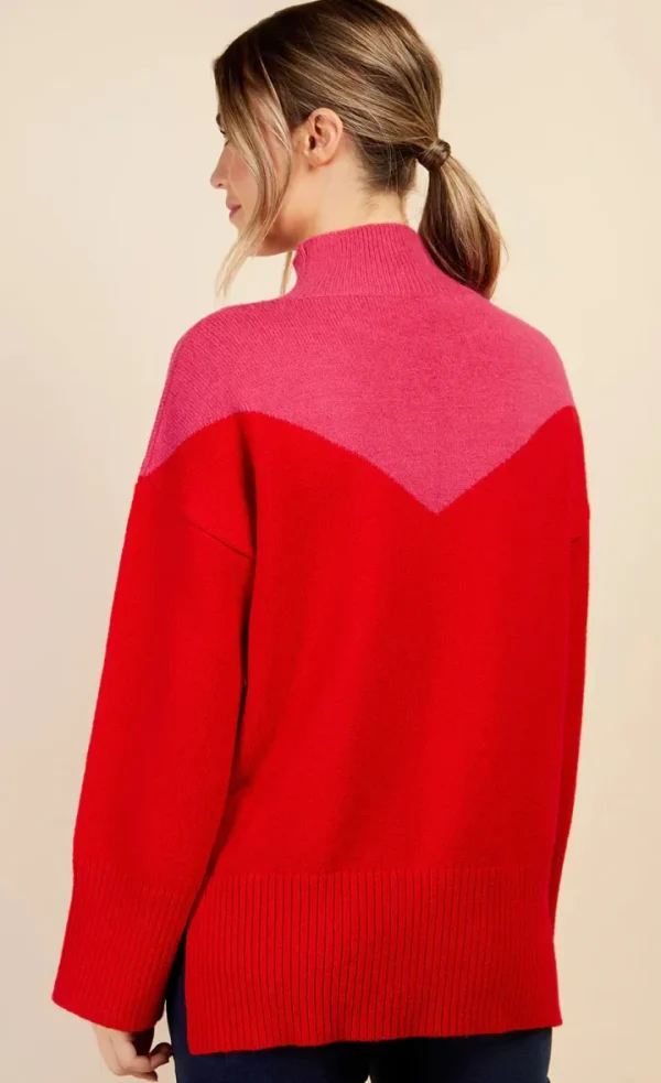 Little Mistress Jumpers & Cardigans<JOLENE COLOUR BLOCK JUMPER (PINK/RED)
