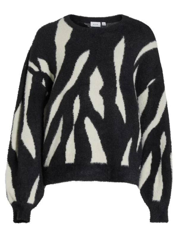 Vila Jumpers & Cardigans<JULI JACQUARD JUMPER (BLACK/WHITE)