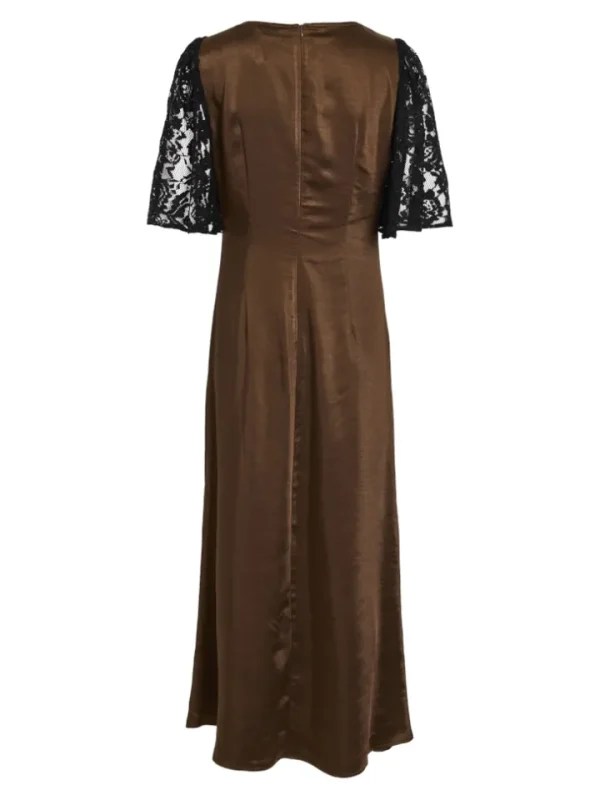 Vila Dresses<Kabi Lace Detail Midi Dress (Coffee Bean/Black)