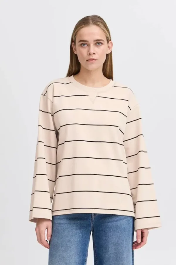 Ichi Hoodies & Sweatshirts | Jumpers & Cardigans<Kalas Sweatshirt (Doeskin Stripe)