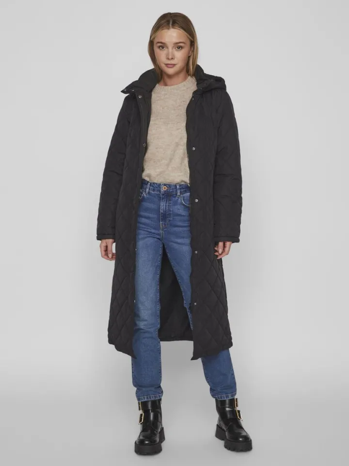 kante_quilted_long_coat_b_1.webp Vila Coats<KANTE QUILTED LONG COAT (BLACK)