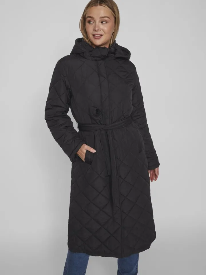 kante_quilted_long_coat_b_2.webp Vila Coats<KANTE QUILTED LONG COAT (BLACK)