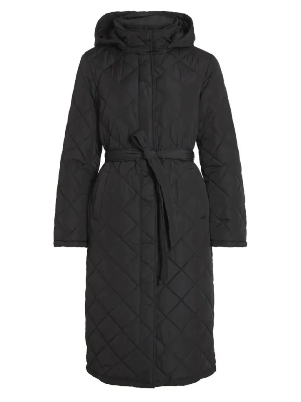 Vila Coats<KANTE QUILTED LONG COAT (BLACK)