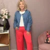 Ichi Pants<Kate Cropped Wide Leg Pants (Geranium)