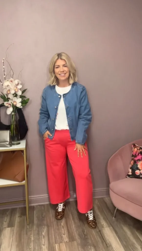 Ichi Pants<Kate Cropped Wide Leg Pants (Geranium)