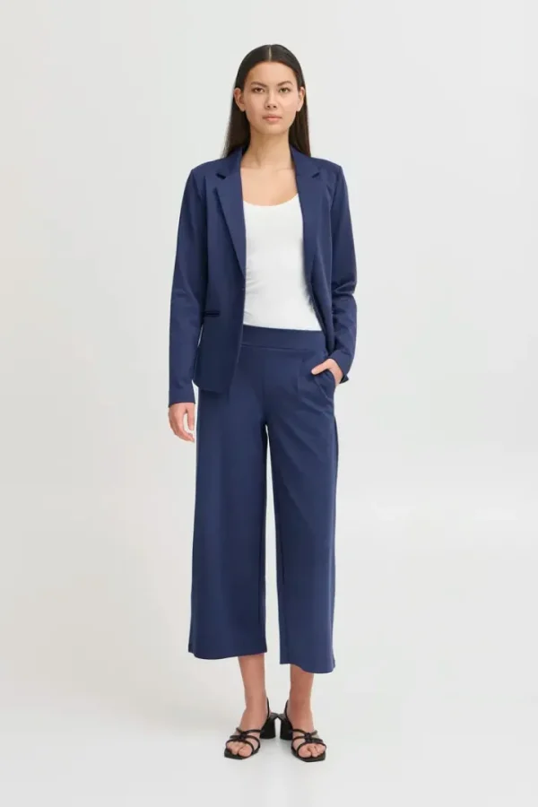 Ichi Pants<Kate Cropped Wide Leg Pants (Medieval Blue)