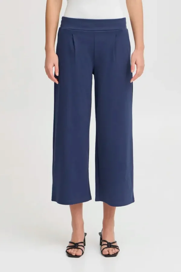 Ichi Pants<Kate Cropped Wide Leg Pants (Medieval Blue)