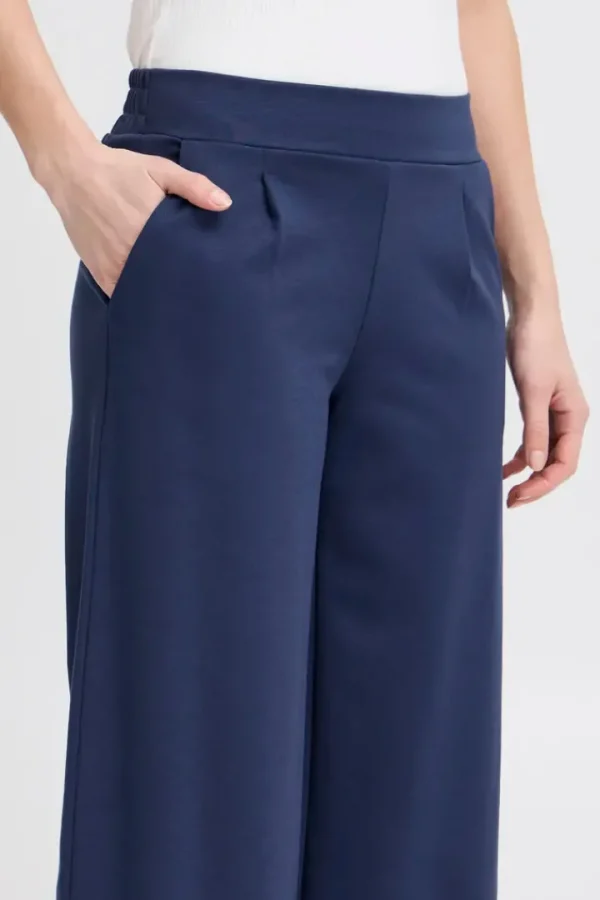 Ichi Pants<Kate Cropped Wide Leg Pants (Medieval Blue)