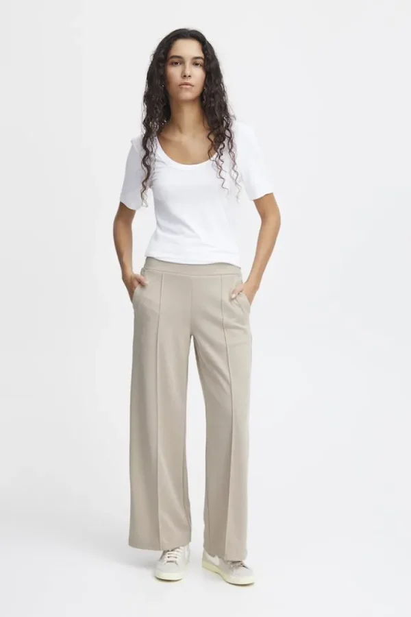 Ichi Pants<KATE WIDE LEG TROUSERS (DOESKIN)