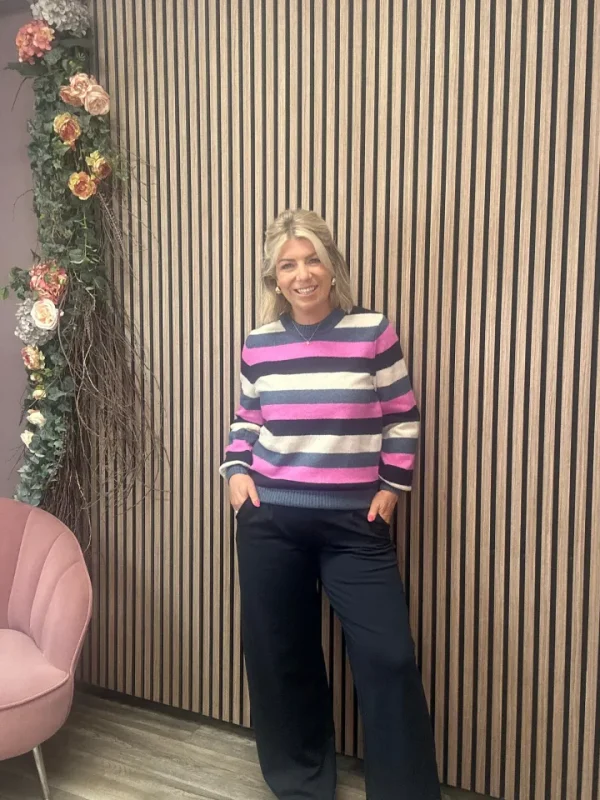 Ichi Pants<Kate Wide Leg Trousers (Total Eclipse/Navy)