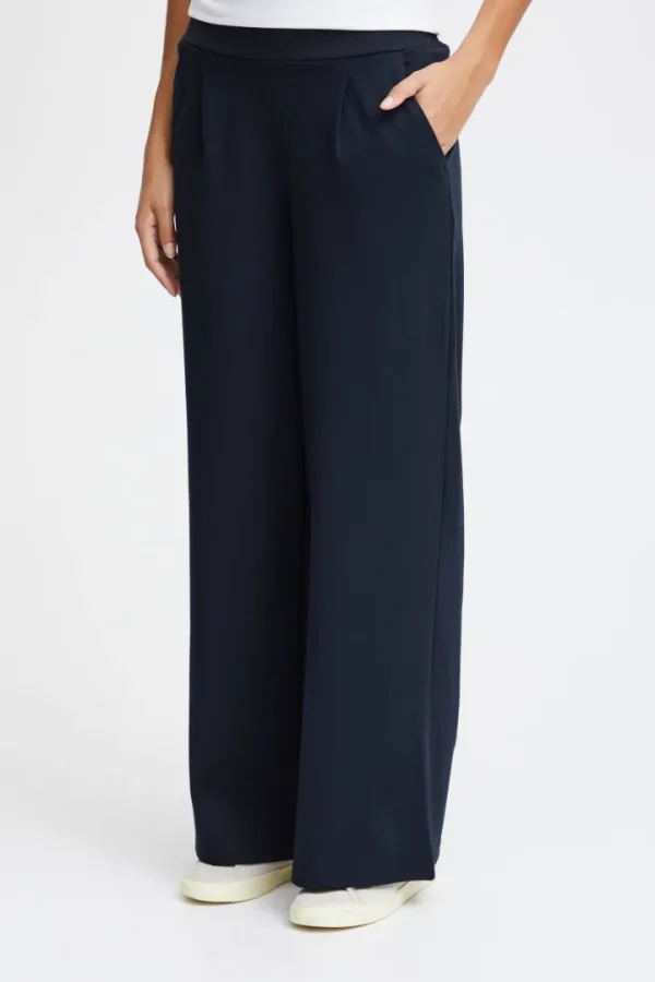 Ichi Pants<Kate Wide Leg Trousers (Total Eclipse/Navy)