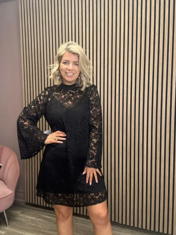 Little Mistress Dresses<KEELIN LACE MINI DRESS (BLACK)