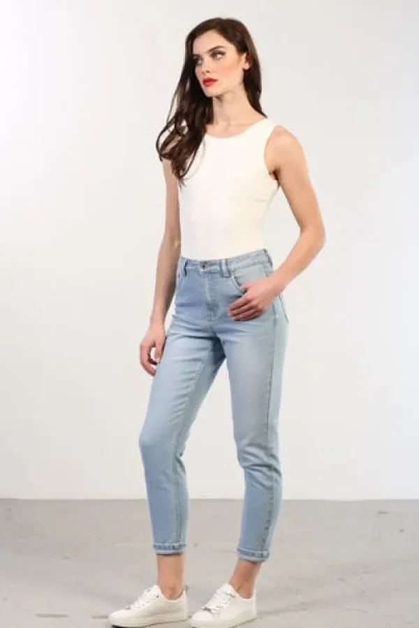 Rant & Rave Jeans<KEILE MOM JEANS SHORT LEG (LIGHT BLUE)