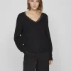 Vila Jumpers & Cardigans<Lacy V-Neck Jumper (Black)
