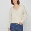 Vila Jumpers & Cardigans<LACY V-NECK JUMPER (NATURAL MELANGE)