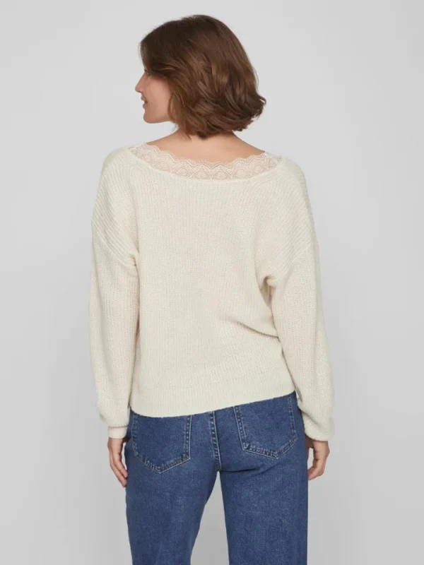 Vila Jumpers & Cardigans<LACY V-NECK JUMPER (NATURAL MELANGE)