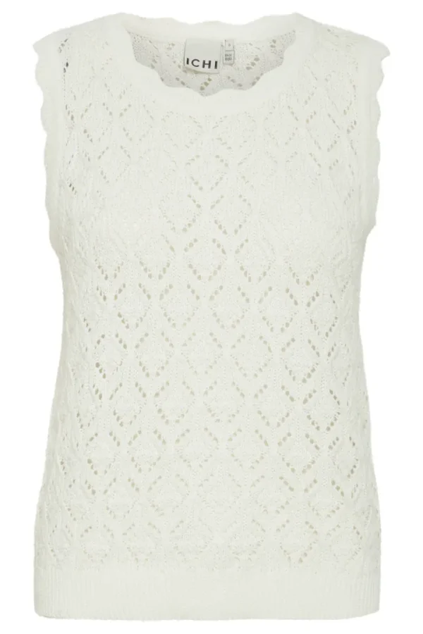 Ichi Jumpers & Cardigans<LAUNA SLEEVELESS KNITTED JUMPER (CLOUD DANCER)