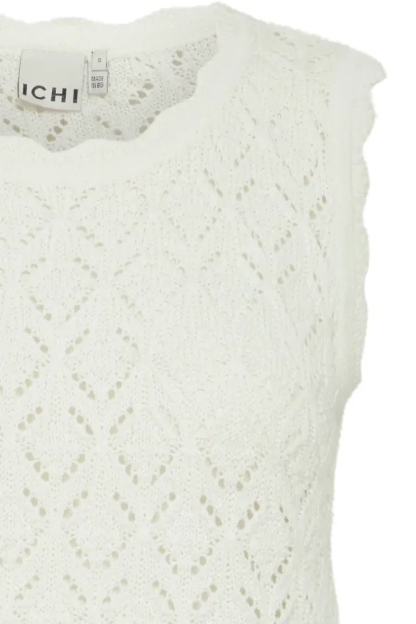 Ichi Jumpers & Cardigans<LAUNA SLEEVELESS KNITTED JUMPER (CLOUD DANCER)