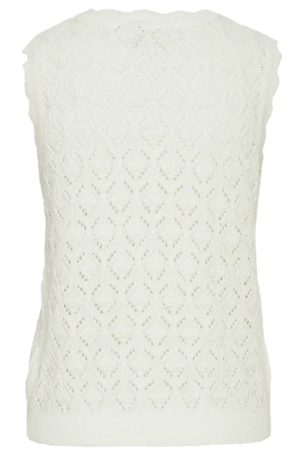 Ichi Jumpers & Cardigans<LAUNA SLEEVELESS KNITTED JUMPER (CLOUD DANCER)
