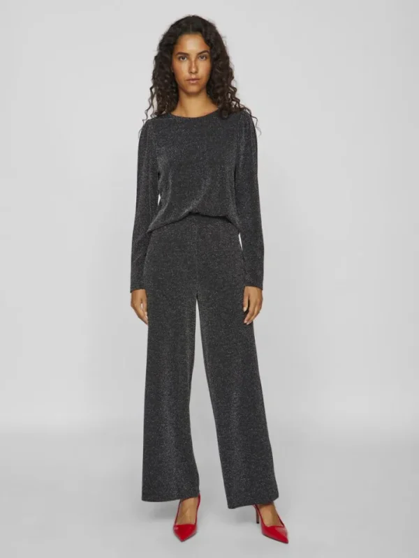 Vila Co-Ords<Leina Glitter Top ( Beauty/Silver)