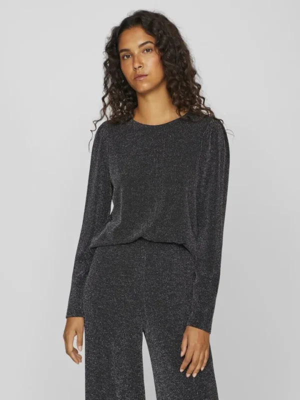 Vila Co-Ords<Leina Glitter Top ( Beauty/Silver)
