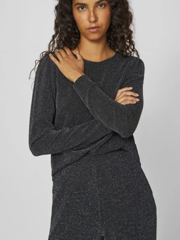 Vila Co-Ords<Leina Glitter Top ( Beauty/Silver)