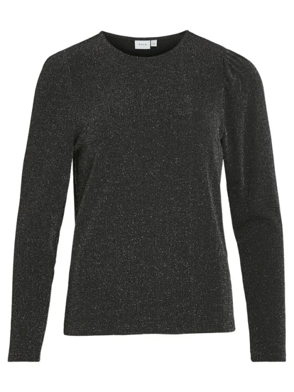 Vila Co-Ords<Leina Glitter Top ( Beauty/Silver)