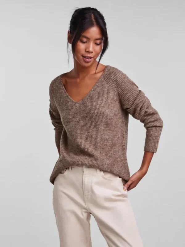 Pieces Jumpers & Cardigans<Lelle V-Neck Jumper (Fossil)