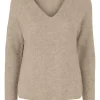 Pieces Jumpers & Cardigans<Lelle V-Neck Jumper (White Pepper)