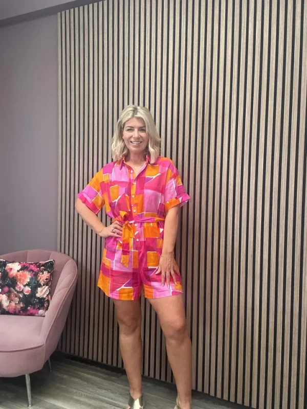 Frnch Shorts & Playsuits<Leoline Playsuit (Geo Pink)