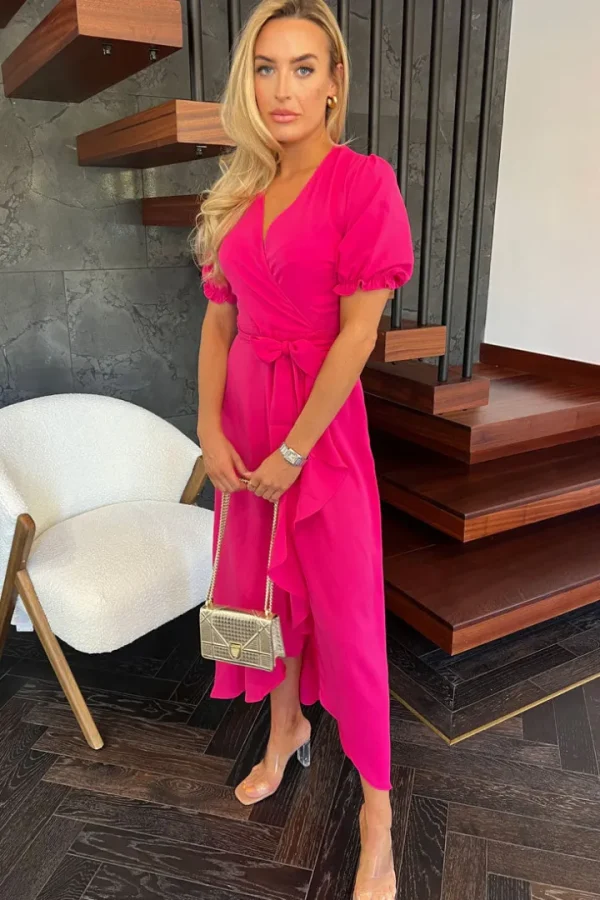 Girl in Mind Occasionwear<Leona Split Hem Frill Detail Maxi Dress (Pink)