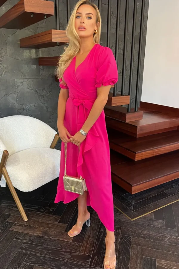 Girl in Mind Occasionwear<Leona Split Hem Frill Detail Maxi Dress (Pink)
