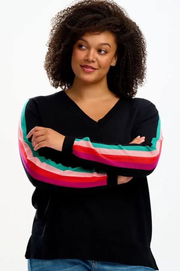 Sugarhill Jumpers & Cardigans<LIBBY V-NECK JUMPER (BLACK)