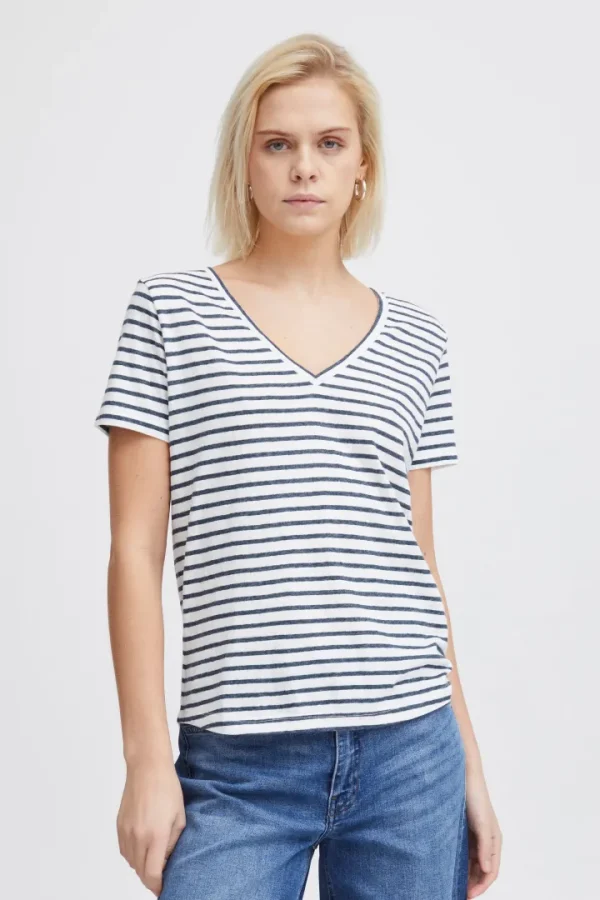 Ichi T-Shirts<LIETTA T-SHIRT (TOTAL ECLIPSE STRIPE)