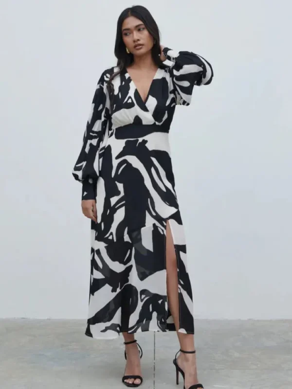 Pretty Lavish Occasionwear | Dresses<Lilianna Balloon Sleeve Midaxi Dress ( Abstract)