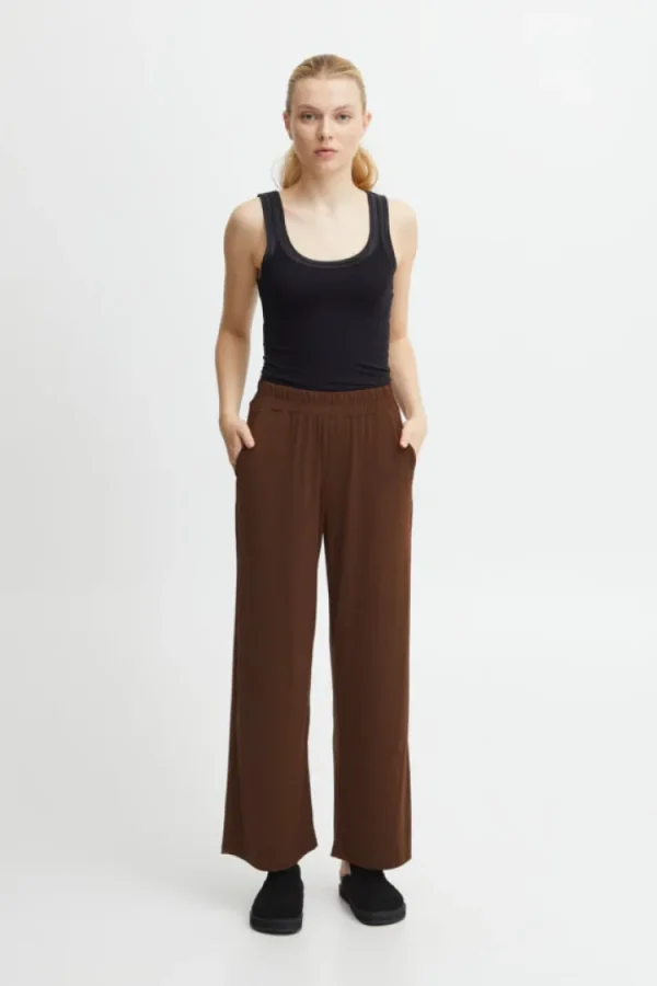 Ichi Pants<LIMA WIDE LEG PANTS (BROWN)