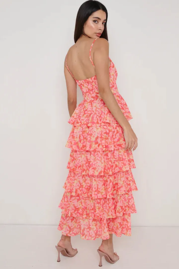 lissy_ruffle_midaxi_dress_3.webp Pretty Lavish Occasionwear<LISSY RUFFLE MIDAXI DRESS (ORANGE/PINK)